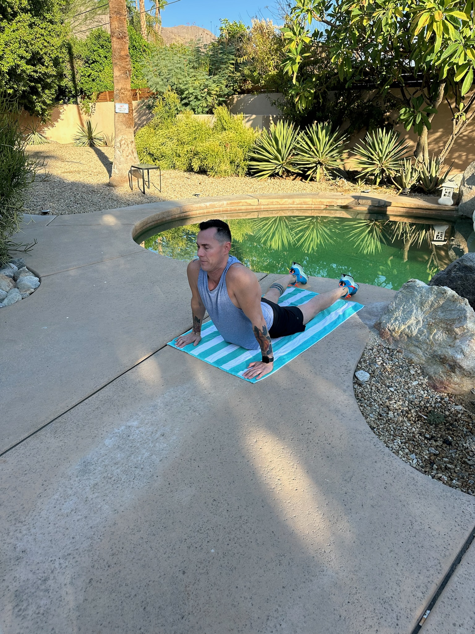 A man practicing guided movement outside during an Owa He retreat